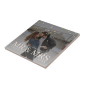 クリスマスに星と暗い夕暮れのカップルの写真 タイル (側面)