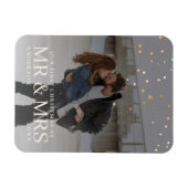 クリスマスに星と暗い夕暮れのカップルの写真 マグネット (横)