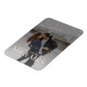 クリスマスに星と暗い夕暮れのカップルの写真 マグネット (左側)