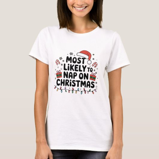 クリスマスに昼寝する可能性が高い Tシャツ (正面)