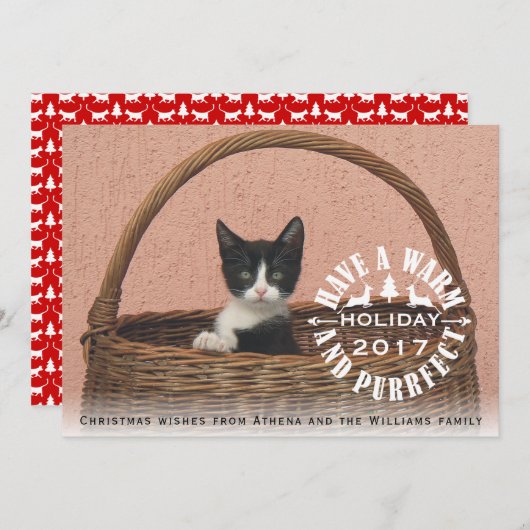 クリスマスに暖かくパーフェクトな休暇を過ごす シーズンカード (正面/裏面)