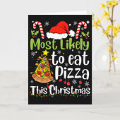 クリスマスに最もありそうなピザを食べる - クリスマスの楽しみ カード (黄色い花)