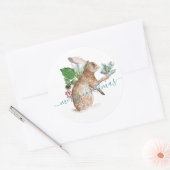 クリスマスに服を着たウサギ ラウンドシール (封筒)