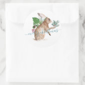 クリスマスに服を着たウサギ ラウンドシール (バッグ)