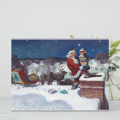 クリスマスに本を届けるサンタクロース カード (スタンド正面)