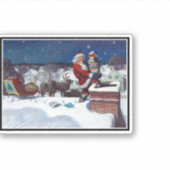 クリスマスに本を届けるサンタ シール (正面)