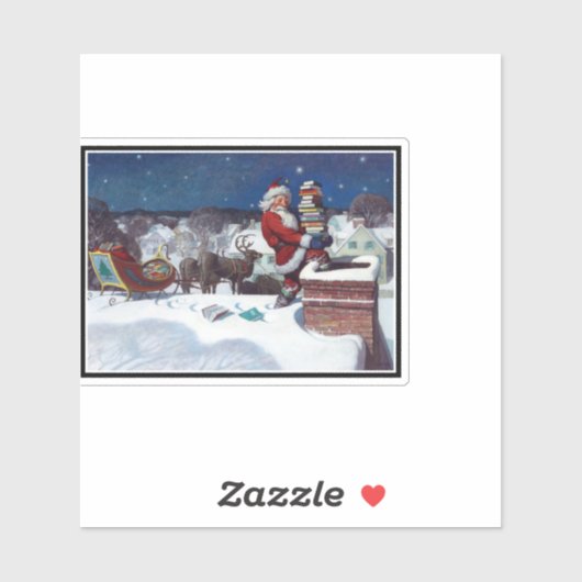 クリスマスに本を届けるサンタ シール (シート)