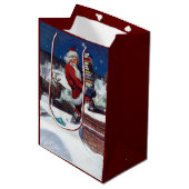 クリスマスに本を届けるサンタ ミディアムペーパーバッグ (正面アングル)