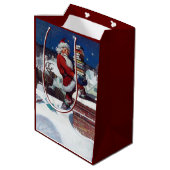クリスマスに本を届けるサンタ ミディアムペーパーバッグ (裏面アングル)