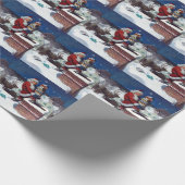 クリスマスに本を届けるサンタ ラッピングペーパー (角)