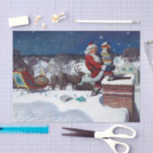 クリスマスに本を届けるサンタ 薄葉紙 (クラフト)
