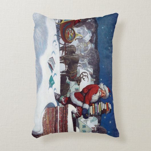 クリスマスに本を贈るサンタ、アクセント枕 アクセントクッション (正面(垂直))
