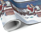 クリスマスに本を贈るサンタ、ラッピングペーパー ラッピングペーパー (ロールコーナー)
