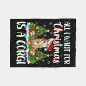 クリスマスに来たいのはコルギドッグのクリスマスツリー フリースブランケット (正面(横))