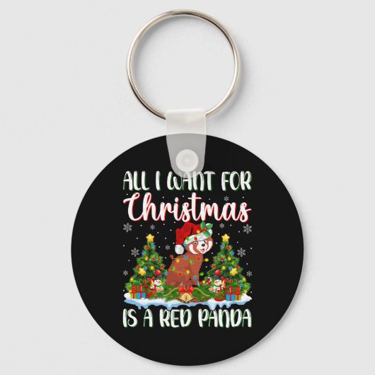 クリスマスに来たいのは赤いパンダのクリスマスツリー キーホルダー (正面)