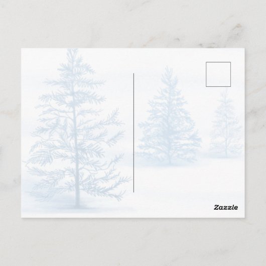 クリスマスに松の木々を産むサンタ子猫 ポストカード (裏面)