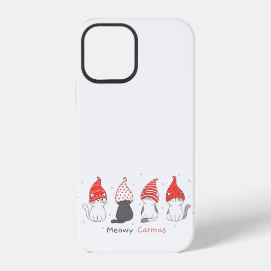 クリスマスに格言帽をかぶったかわいい猫。 iPhoneケース (裏面)