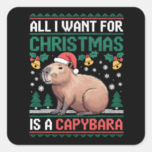 クリスマスに欲しいのはカピバラの動物グッズ スクエアシール