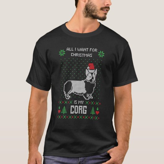 クリスマスに欲しいのはコーギーだけ ウガウガXmas Tシャツ (正面)