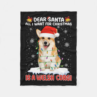 クリスマスに欲しいのはサンタウェルシュコーギーだけ フリースブランケット