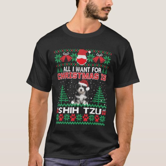 クリスマスに欲しいのはシーズー(犬)Tzu醜おもしろいいSw Tシャツ (正面)