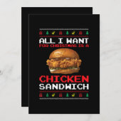 クリスマスに欲しいのはチキンサンドイッチおもしろい 招待状 (正面/裏面)