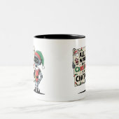 🤖クリスマスに欲しいのはチャットボットのおもしろいミーム ツートーンマグカップ (中央)