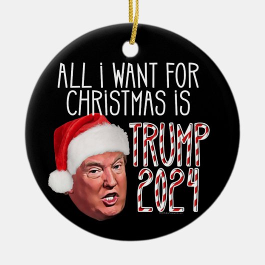 クリスマスに欲しいのはトランプ2024 セラミックオーナメント (正面)