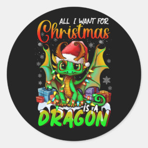 クリスマスに欲しいのはドラゴンサンタ・ハット・アニメーション ラウンドシール