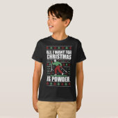 クリスマスに欲しいのはパウダーだけ アグリーセーター スキー Tシャツ (正面フル)