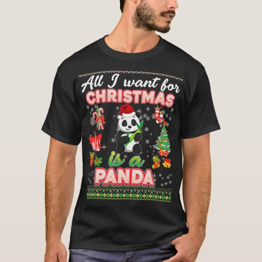クリスマスに欲しいのはパンダの醜いセーターF Tシャツ (正面)