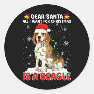 クリスマスに欲しいのはビーグルSanta Hat Dog L ラウンドシール