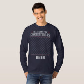 クリスマスに欲しいのはビールメンズ長袖 Tシャツ (正面フル)