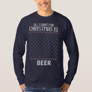 クリスマスに欲しいのはビールメンズ長袖 Tシャツ