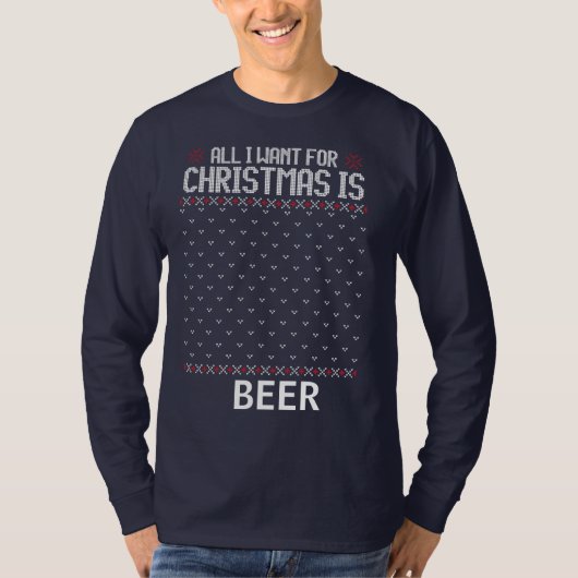 クリスマスに欲しいのはビールメンズ長袖 Tシャツ (正面)