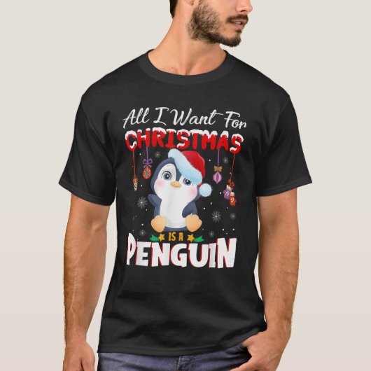 クリスマスに欲しいのはペンギンの動物のオブジェ Tシャツ (正面)