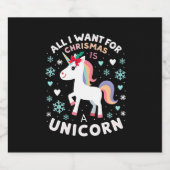 クリスマスに欲しいのはユニコーンの醜いセーターだけだ スパークリングワインラベル (シングルラベル)