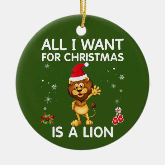 クリスマスに欲しいのはライオンのメリークリスマス セラミックオーナメント (正面)