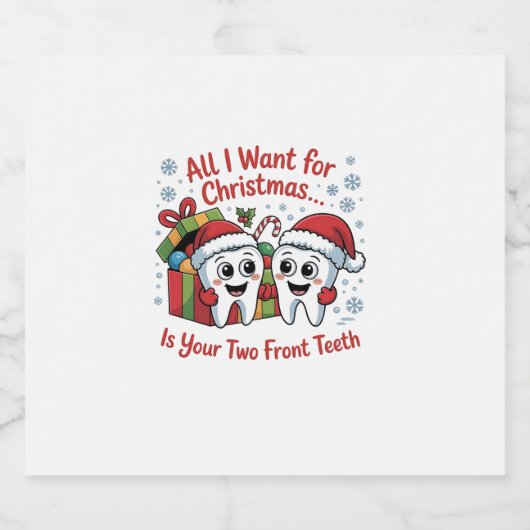 クリスマスに欲しいのは前歯が二本だけよ。 スパークリングワインラベル (シングルラベル)