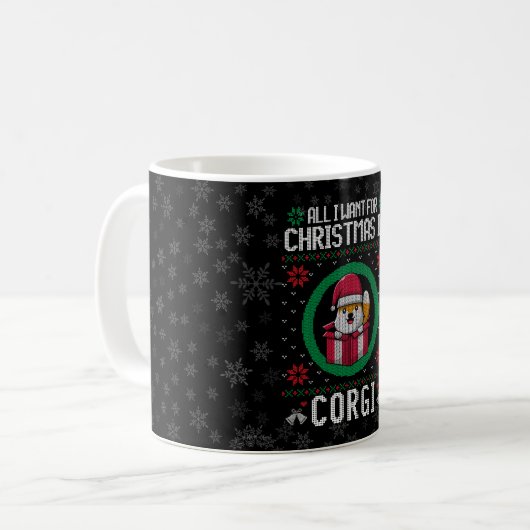 クリスマスに欲しいのは可愛いコルギだけ コーヒーマグカップ (正面左)