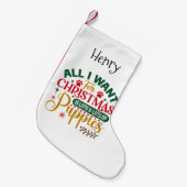 クリスマスに欲しいのは子犬ばかりだ スモールクリスマスストッキング (正面 (吊り時))