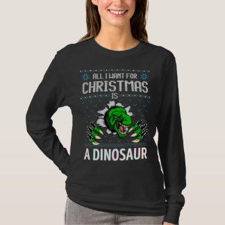 クリスマスに欲しいのは恐竜だけ アグリ― クリスマス Tシャツ