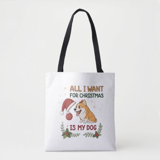 クリスマスに欲しいのは愛犬だけ 犬のイラスト トートバッグ (正面)
