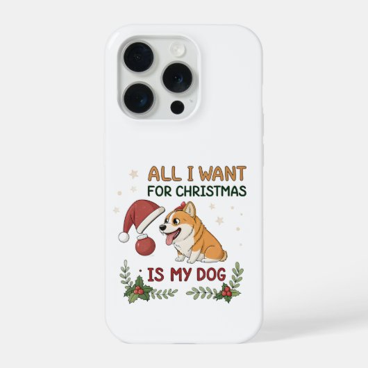 クリスマスに欲しいのは愛犬だけ 犬のイラスト iPhoneケース (裏面)