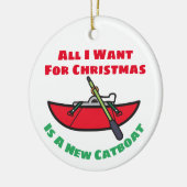 クリスマスに欲しいのは新しいキャットボートだけだ セラミックオーナメント (左)