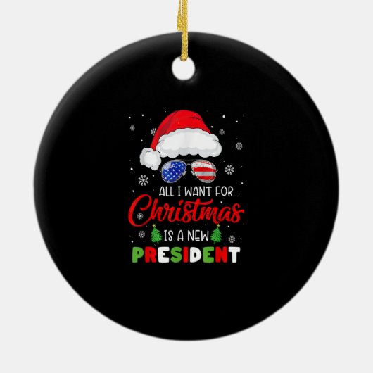 クリスマスに欲しいのは新しい大統領クリスマスU セラミックオーナメント (裏面)