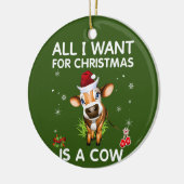 クリスマスに欲しいのは牛のメリークリスマスだけだ セラミックオーナメント (左)