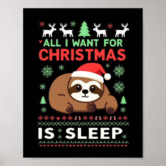 クリスマスに欲しいのは睡眠だけ - おもしろい Xmasスロー ポスター (正面)