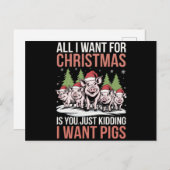 クリスマスに欲しいのは豚醜いセーターだけだ シーズンポストカード (正面/裏面)