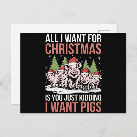 クリスマスに欲しいのは豚醜いセーターだけだ シーズンポストカード (正面/裏面)
